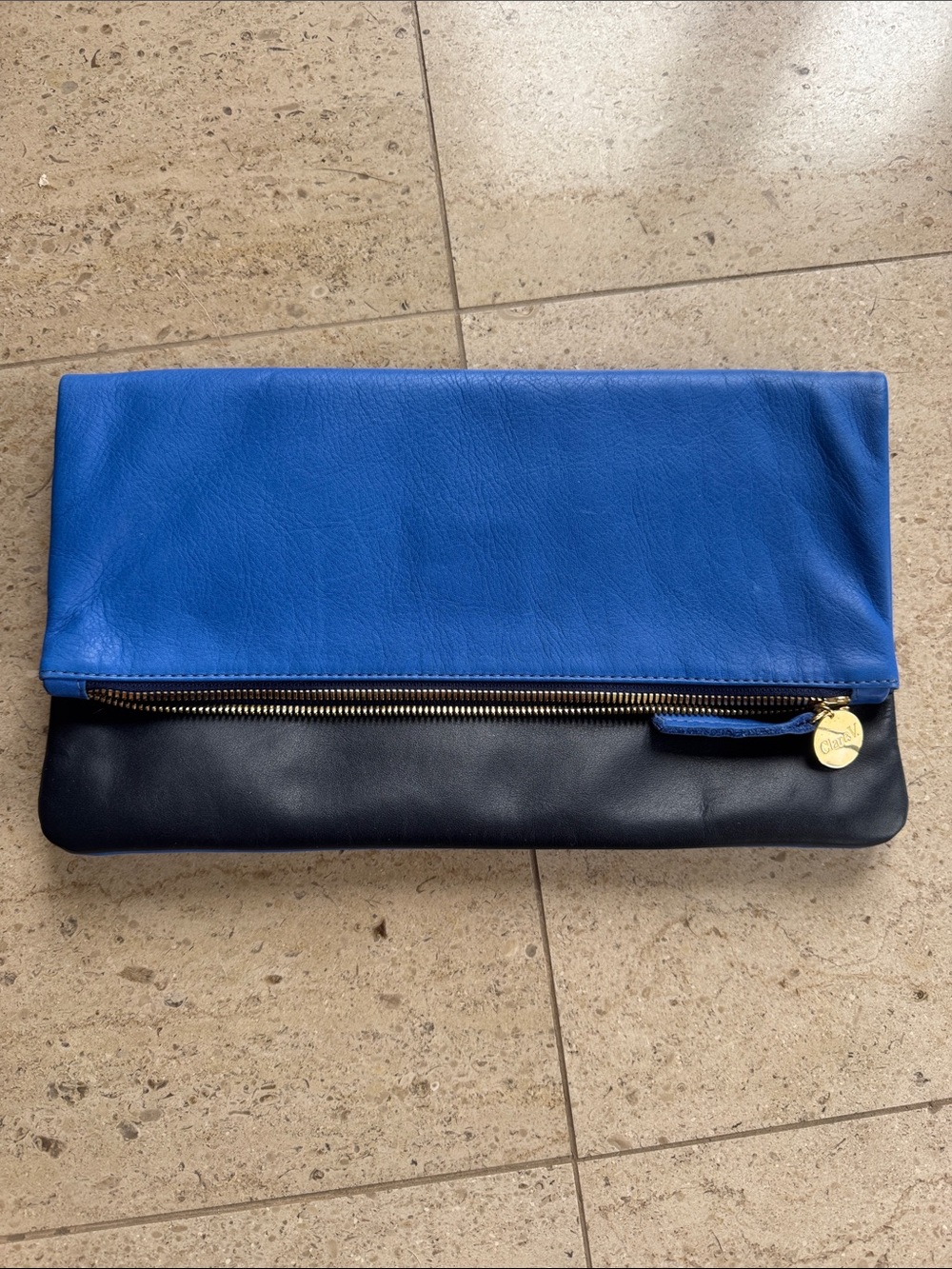 Clare V. Clutch Handbag Black Blue